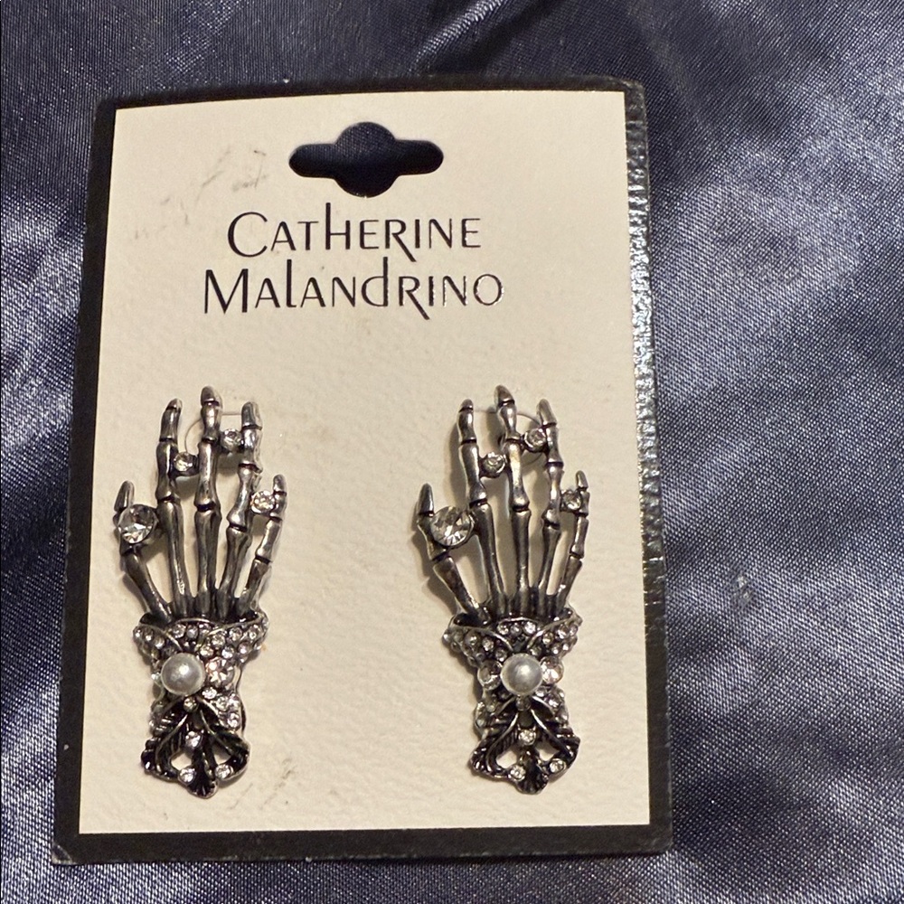 Catherine Malandrino Silver Skeleton Earrings